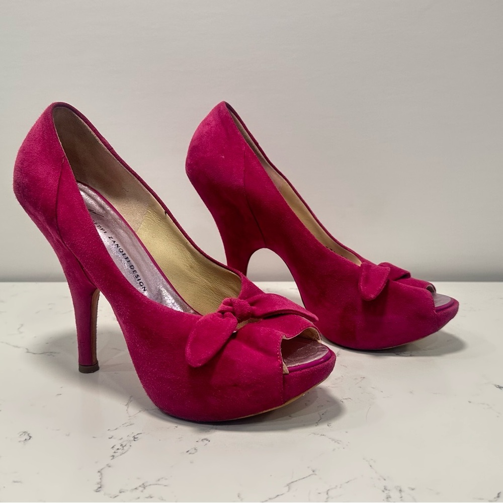Giuseppe Zanotti Bold Pink Suede Heels